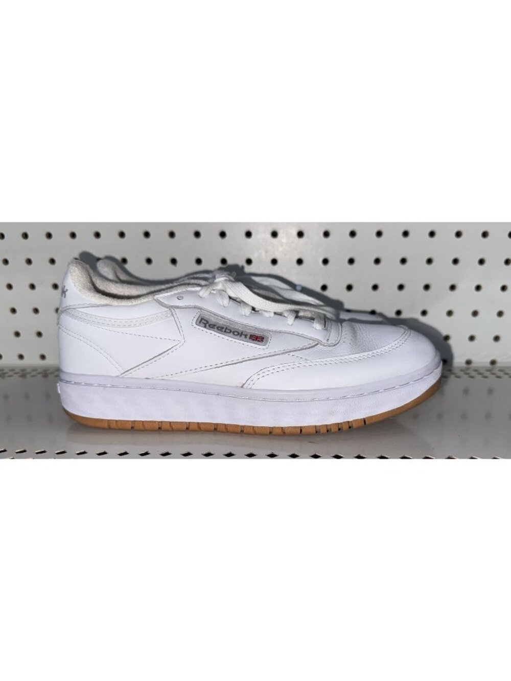 Reebok Club C Double Womens Leather Athletic Shoes Sneakers Size 9 White Gum